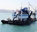 Bucket Dredger ‘Jeita’: 46.5m x 9.95m x 3.28 m; 500 l buckets; 900 HP